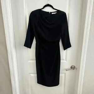 336 Max Mara Drapped Front Long Sleeve Dress Size 38 Color Black